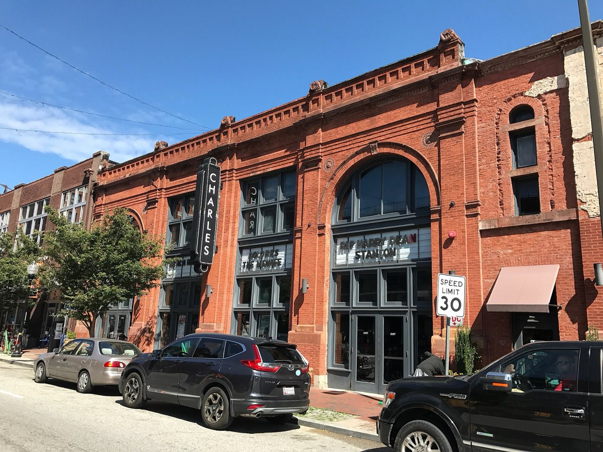 The Charles Theatre, a historic red-brick cinema on North Charles Street